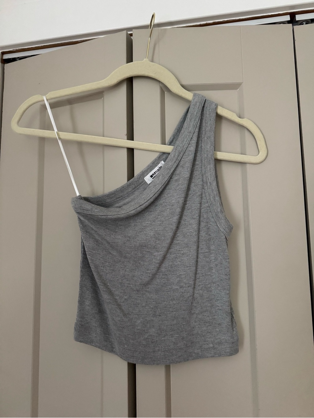 Gray Ribbed One Shoulder - Small - Picture 2 of 4